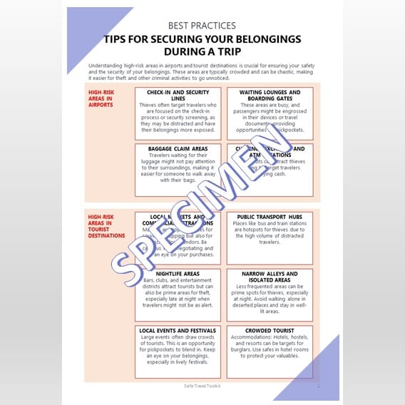 PDF guide for travelers with reflex sheets & best practices sheets for safe traveling.