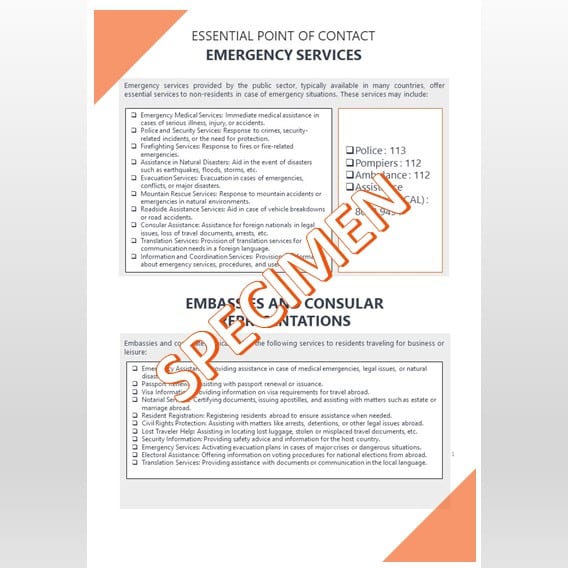 Ultra-personalized paper guide for discerning travelers with reflex sheets and best practice sheets, pre-travel preparation checklist, memo sheets, and essential contacts. Enriched contacts and detailed maps.